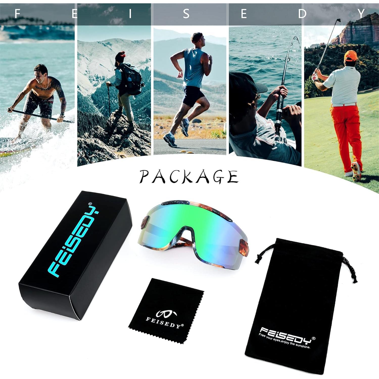 Gafas de Ciclismo FEISEDY B2944 UV400 Verde Espejado