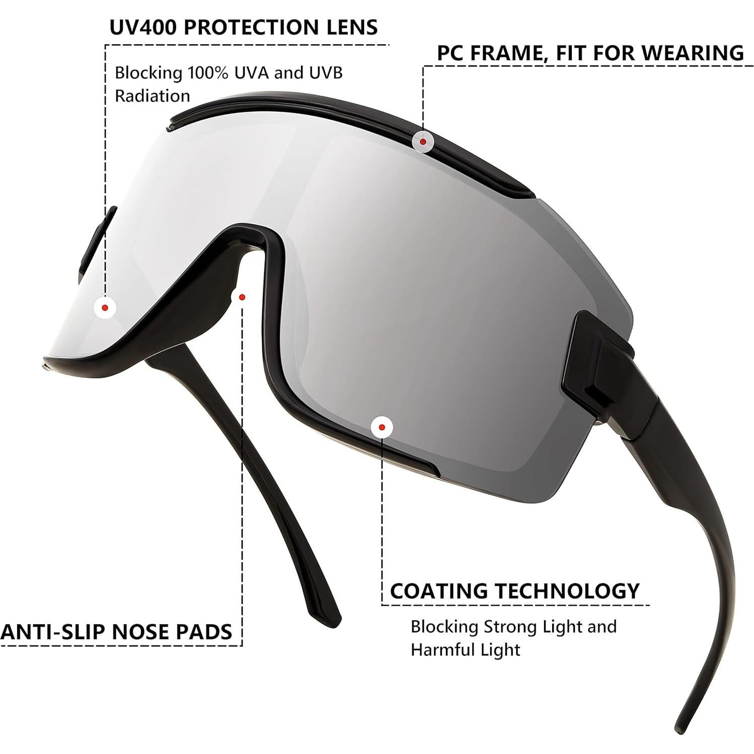 Gafas de Ciclismo FEISEDY B2944 UV400 Marco Negro