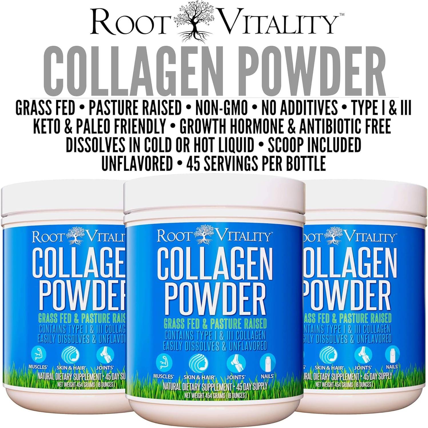 Polvo de Péptidos de Colágeno Vitalidad Raíz 298g - Suplemento Sin Sabor