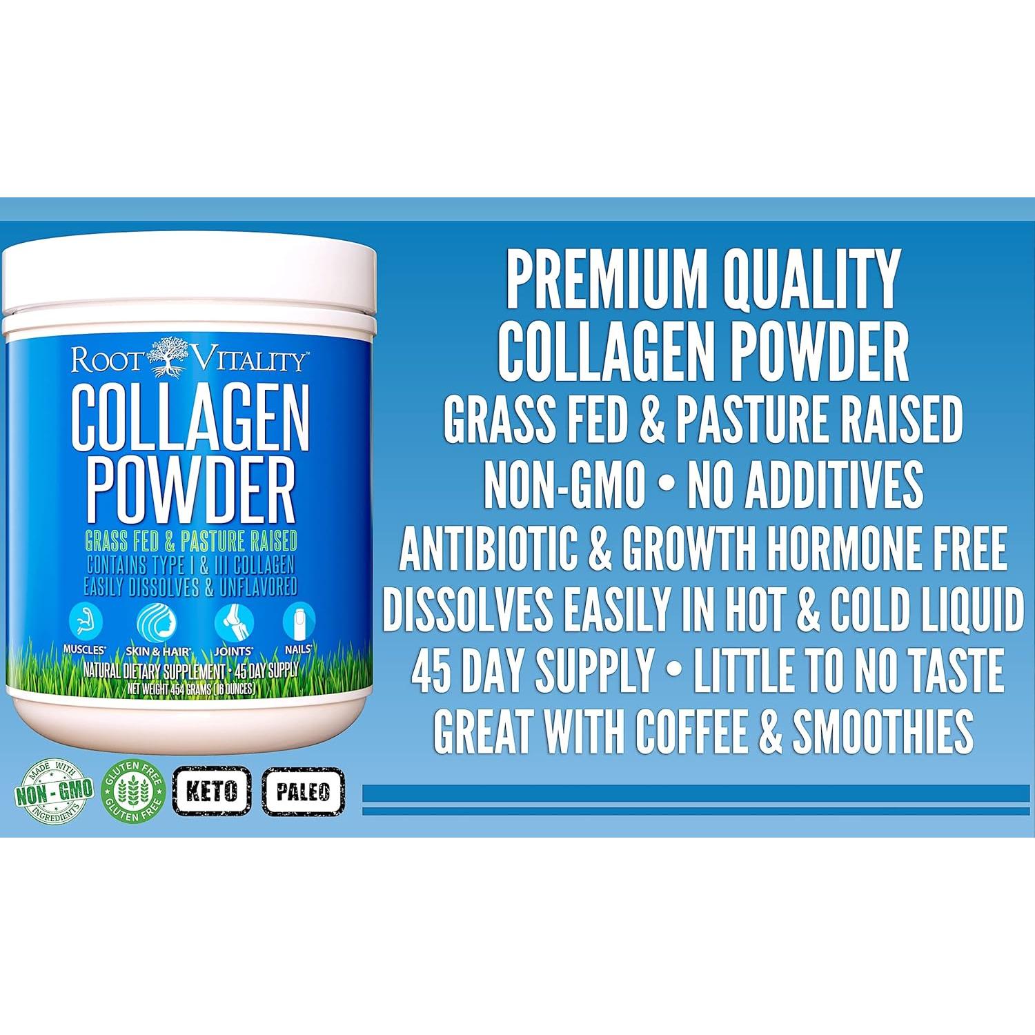 Polvo de Péptidos de Colágeno Vitalidad Raíz 298g - Suplemento Sin Sabor