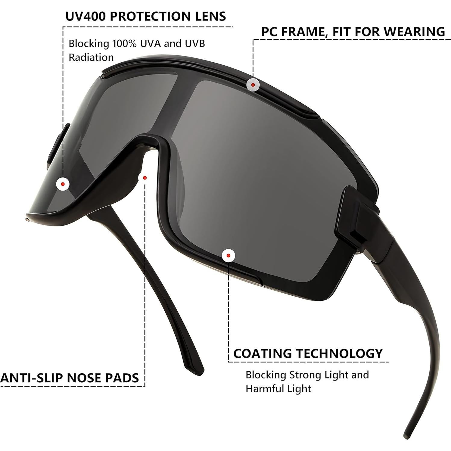 Gafas de Ciclismo FEISEDY B2944 UV400 Marco Negro