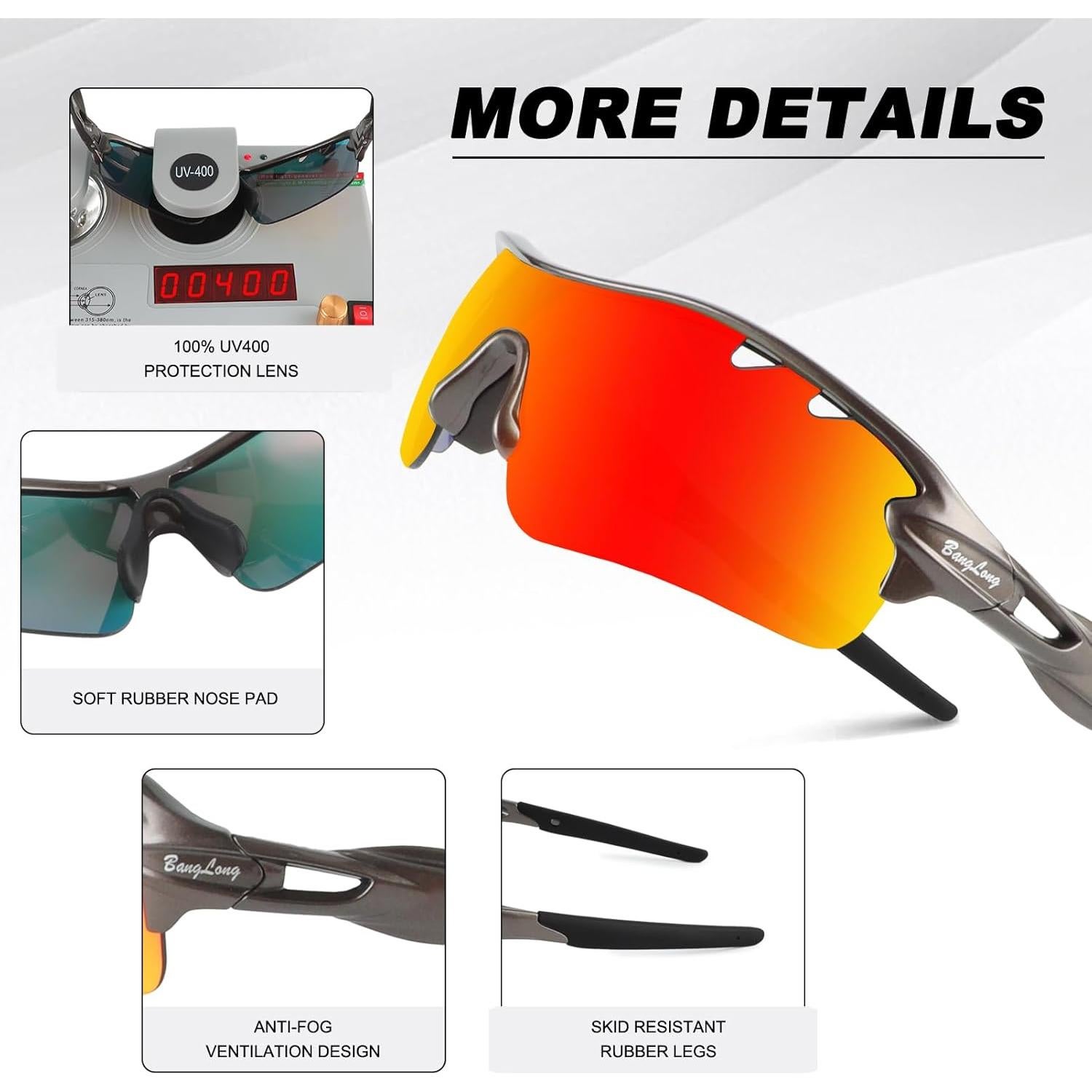 Gafas de sol deportivas BangLong con 5 lentes UV400