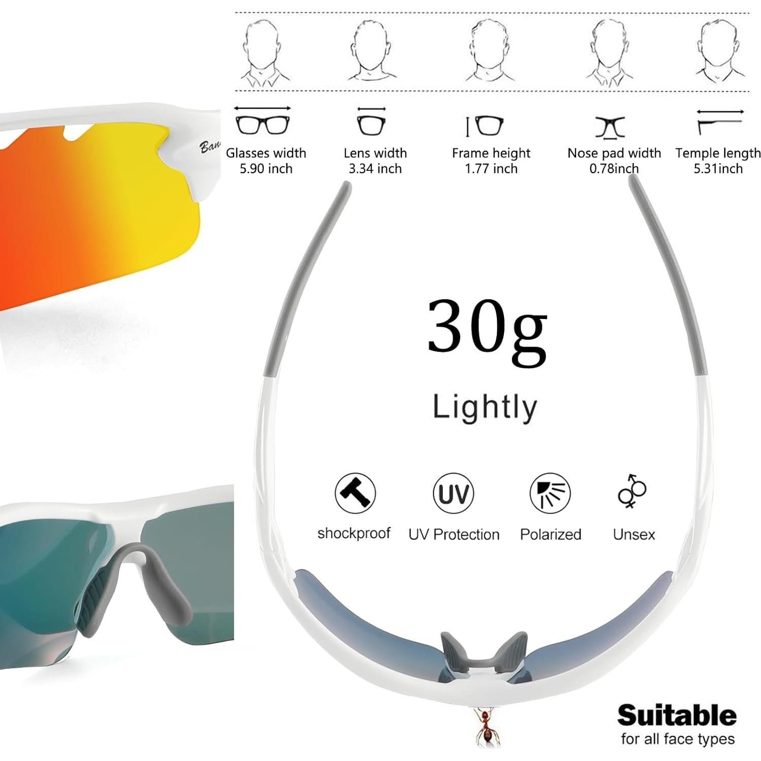 Gafas de sol deportivas BangLong con 5 lentes UV400