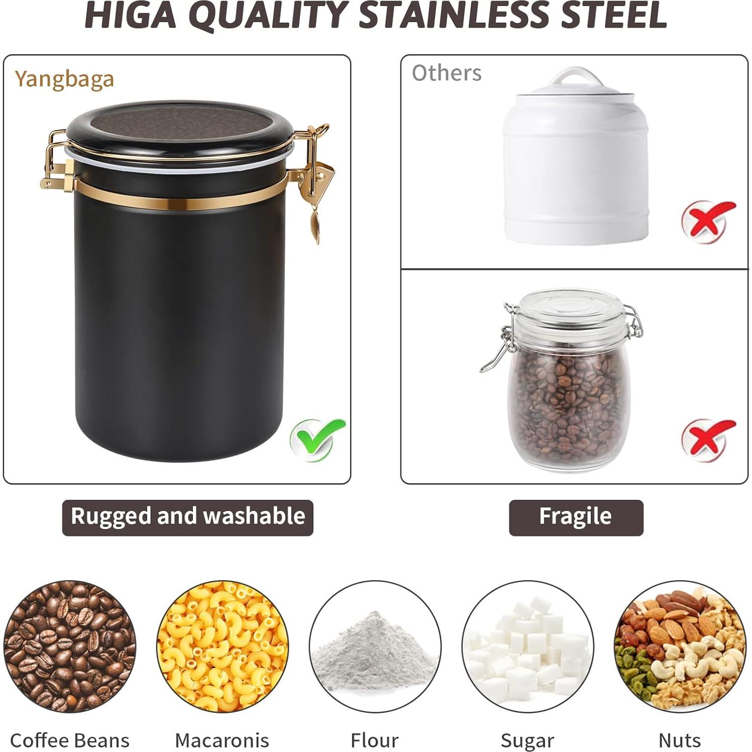 Tarros de Café Herméticos Yangbaga 2 x 1.77L Acero Inoxidable