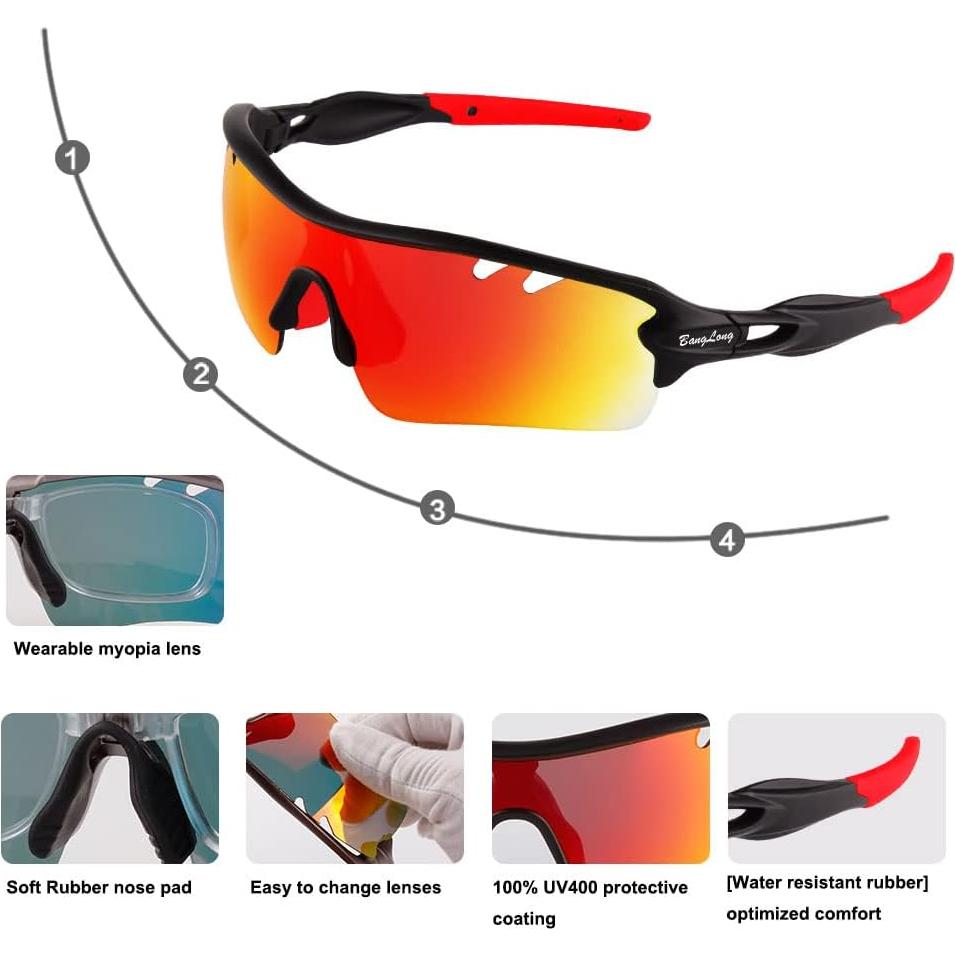 Gafas de sol deportivas BangLong con 5 lentes intercambiables
