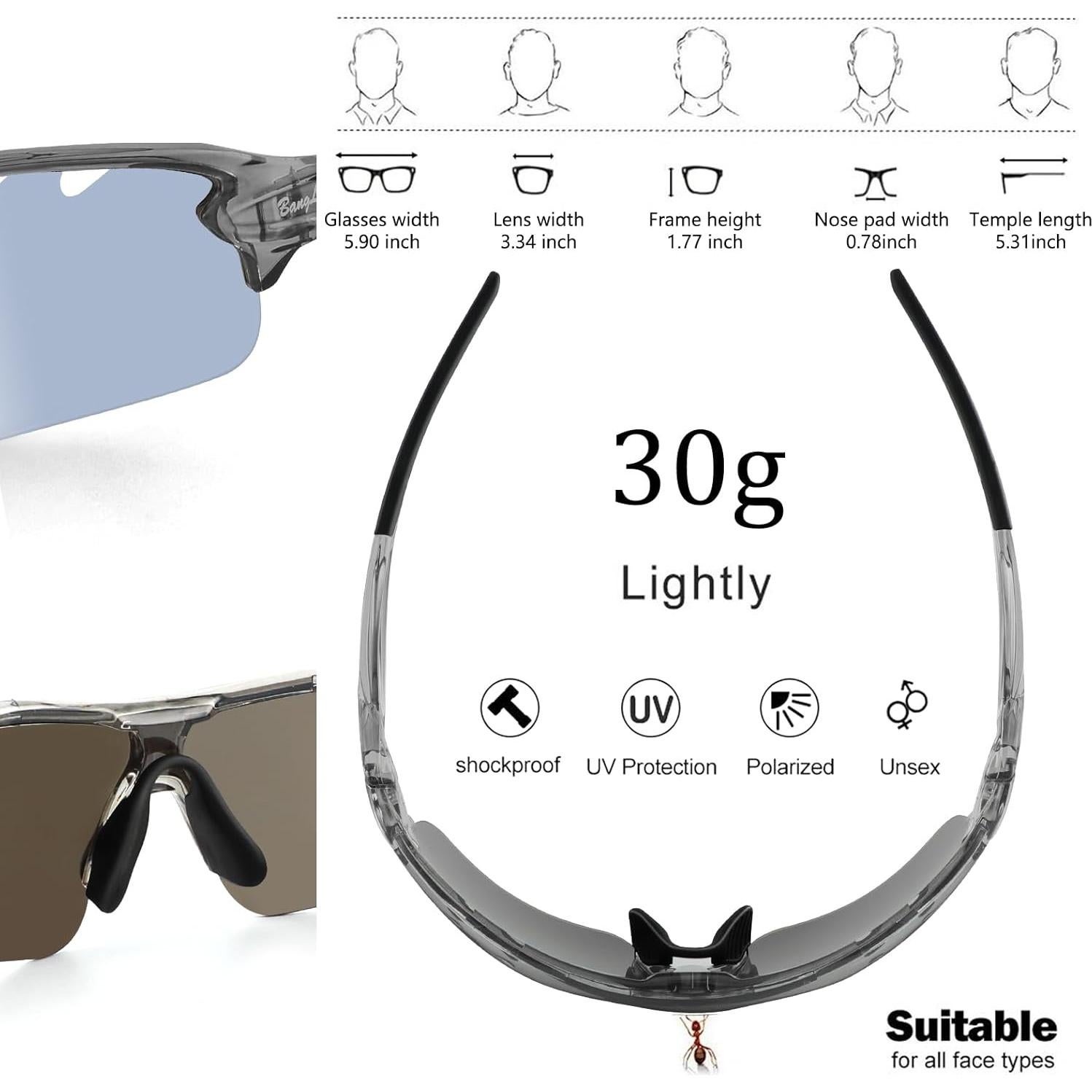 Gafas de sol deportivas BangLong con 5 lentes UV400