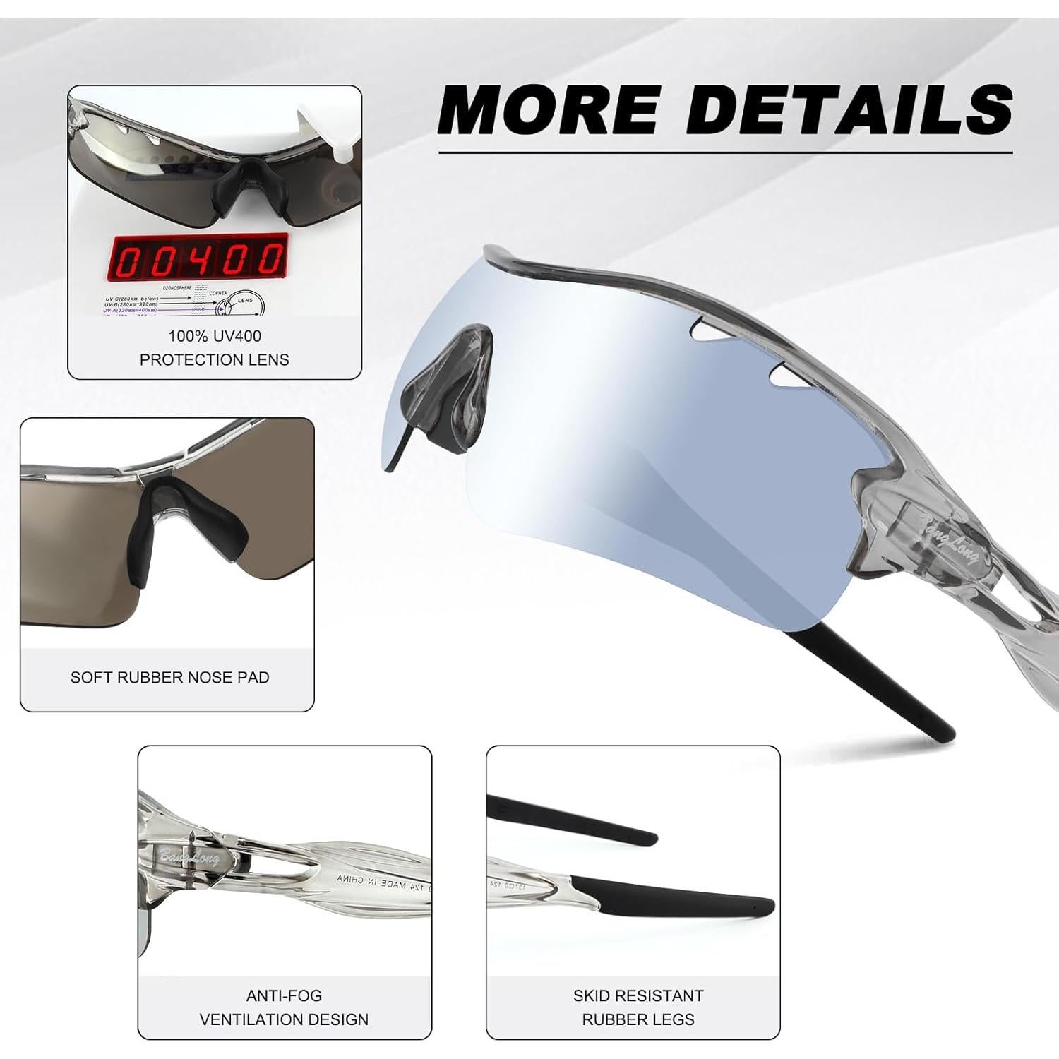 Gafas de sol deportivas BangLong con 5 lentes UV400