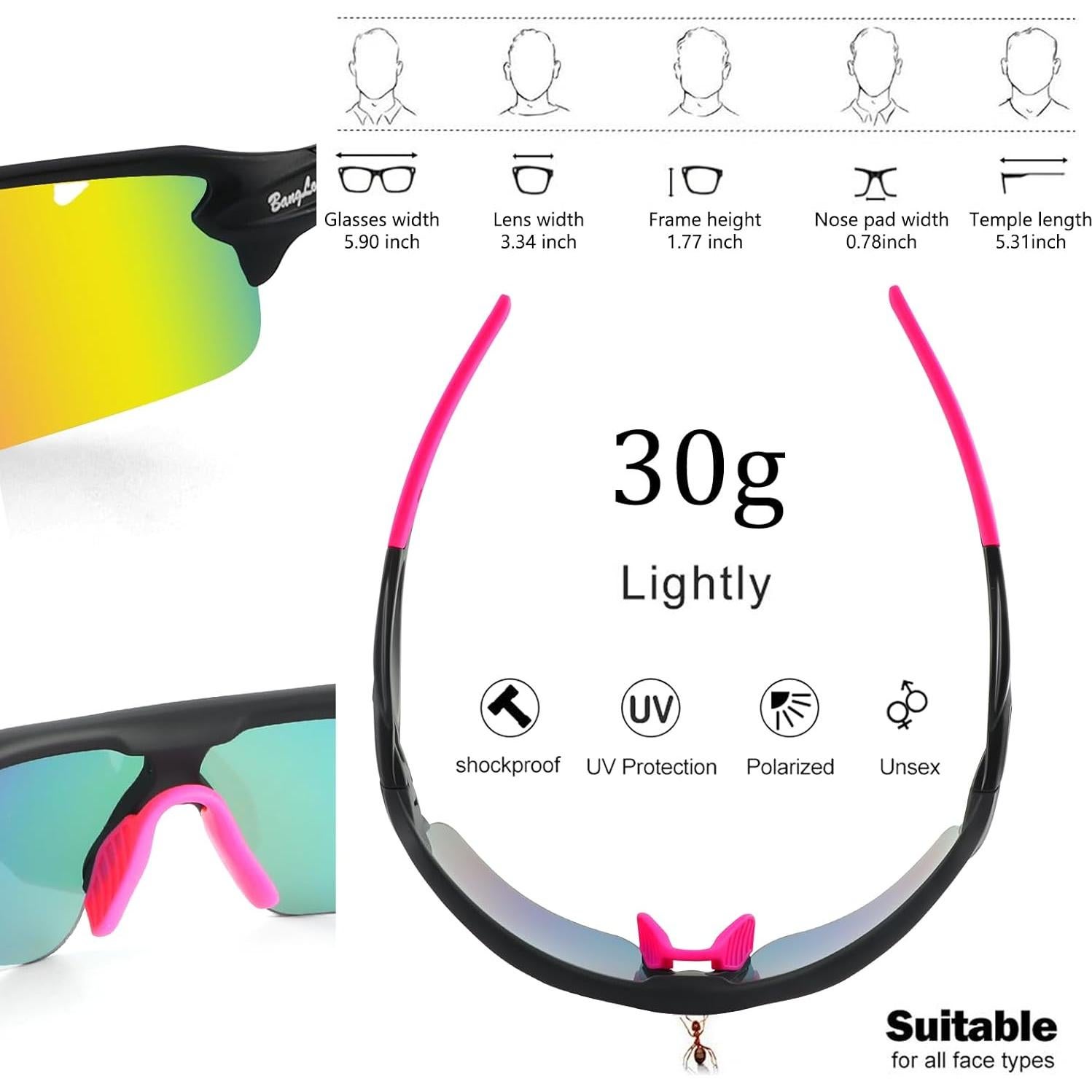 Gafas de sol deportivas BangLong con 5 lentes UV400