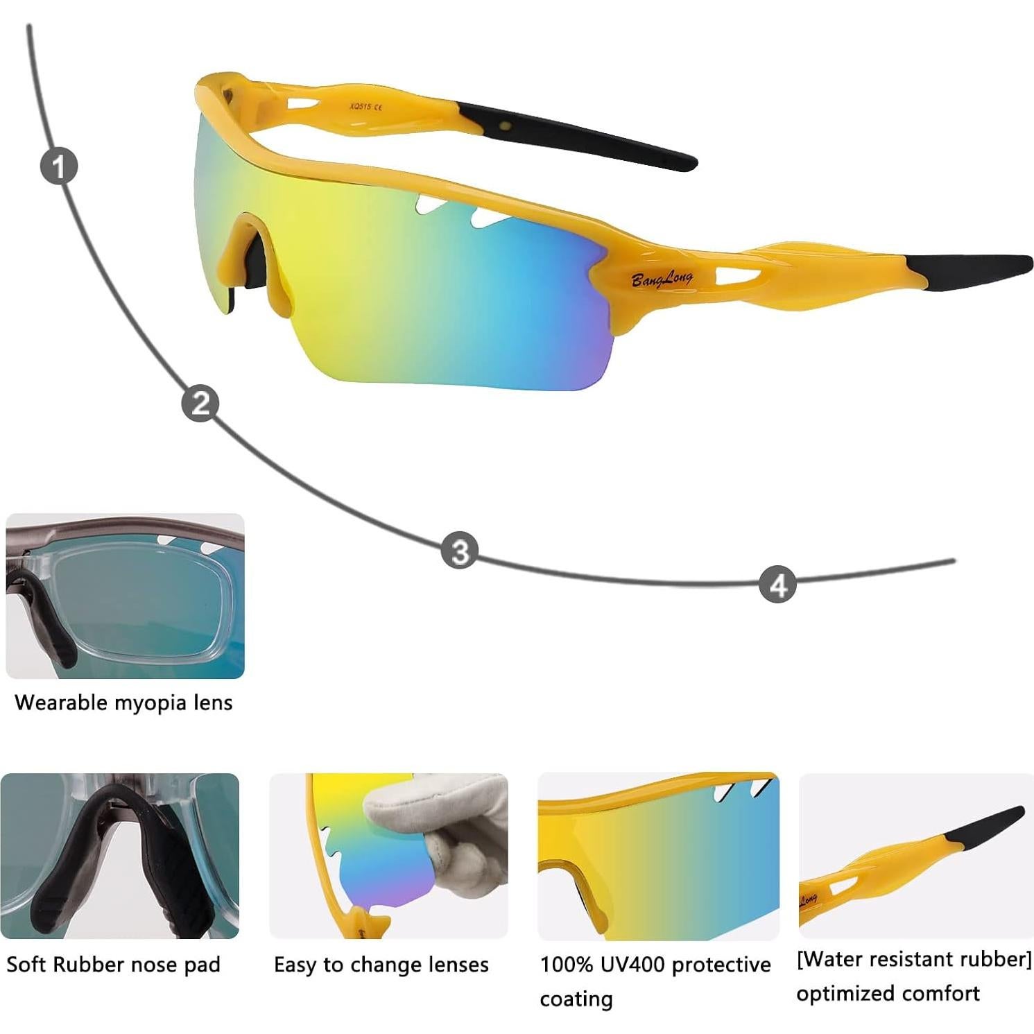 Gafas de sol deportivas BangLong con 5 lentes UV400