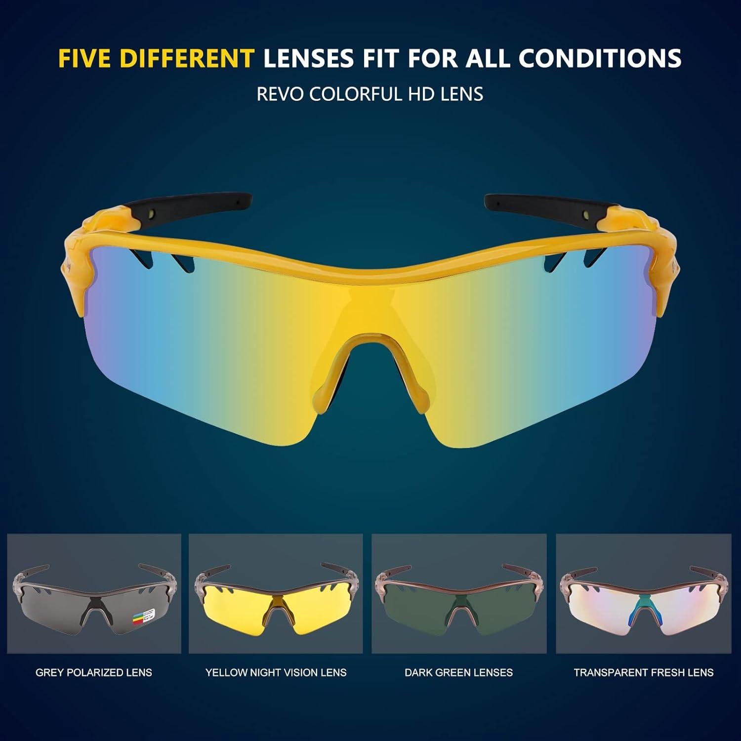 Gafas de sol deportivas BangLong con 5 lentes UV400