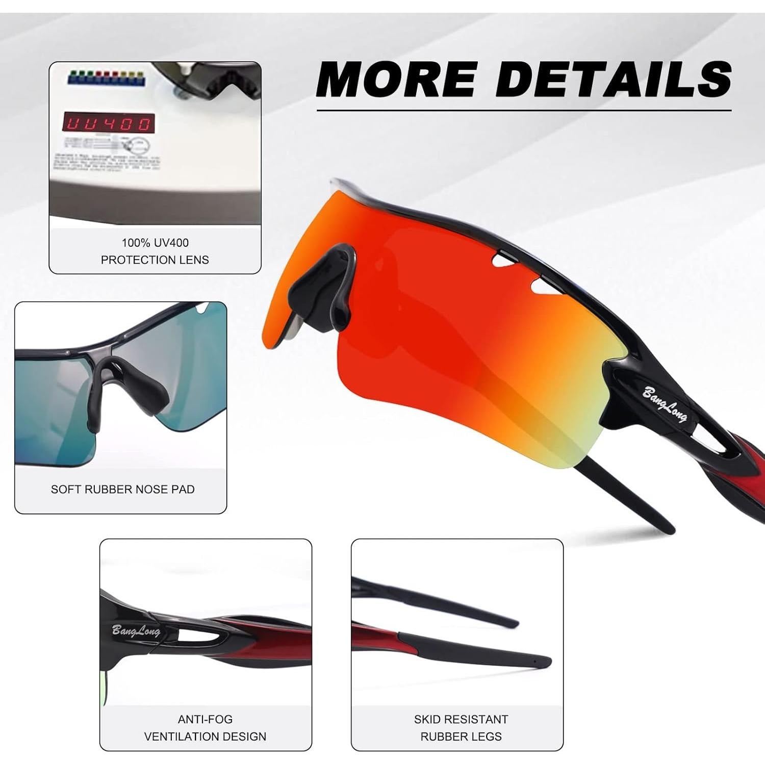 Gafas de sol deportivas BangLong con 5 lentes UV400