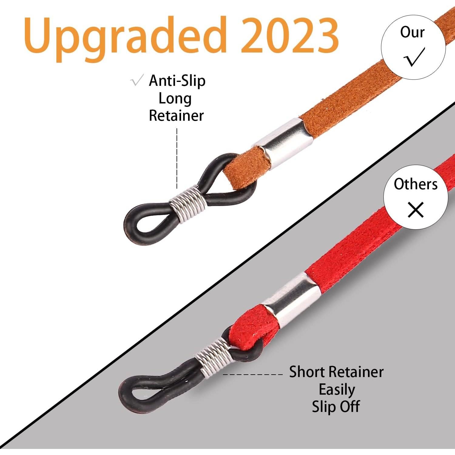 Cadenas para Gafas QINGZHE 6 Piezas Ajustables de Cuero