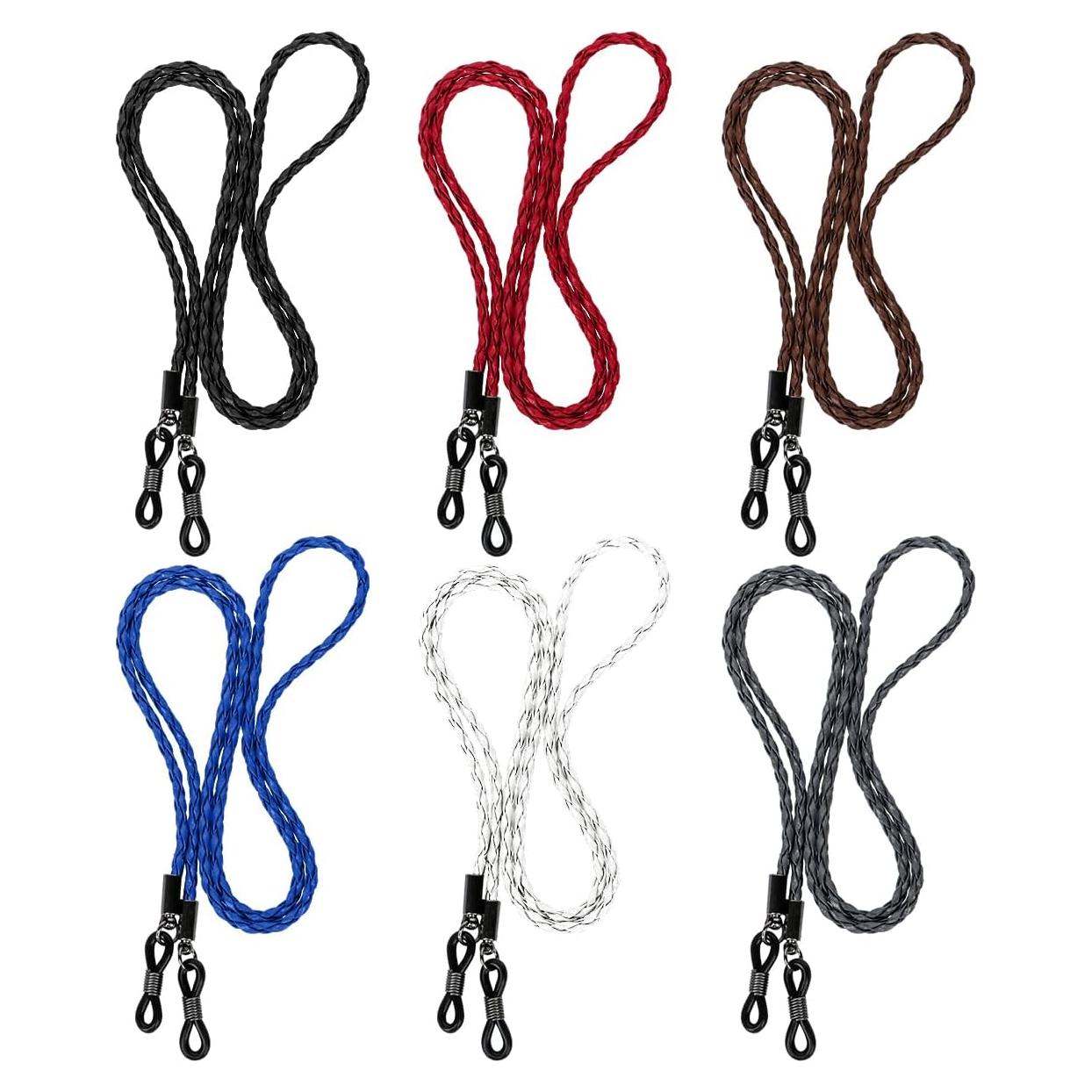 Cadenas para Gafas QINGZHE 6 Pcs Ajustables de Cuero