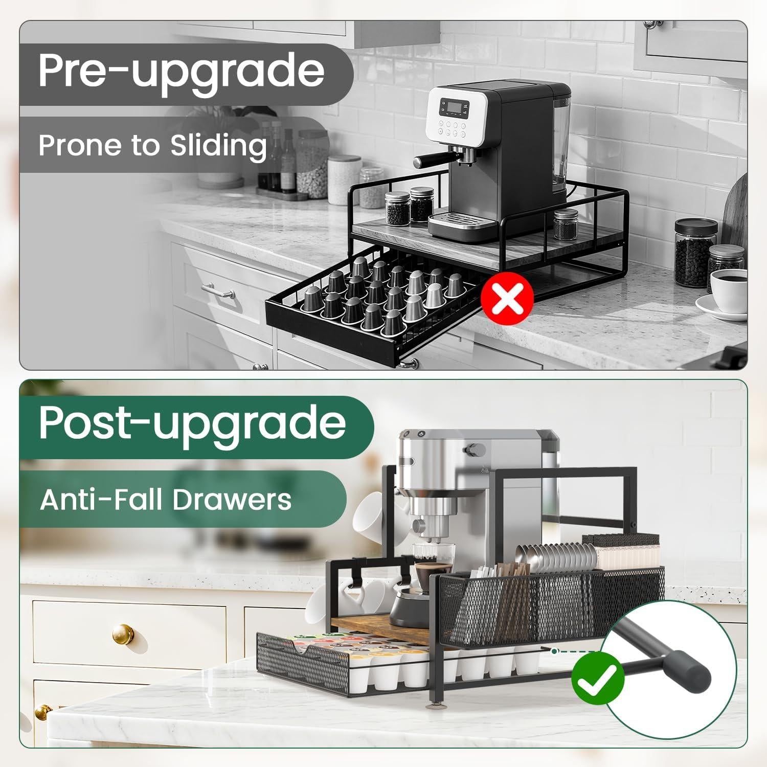 Organizador de Café EsLuker.ly con Cajón y Ganchos para Tazas