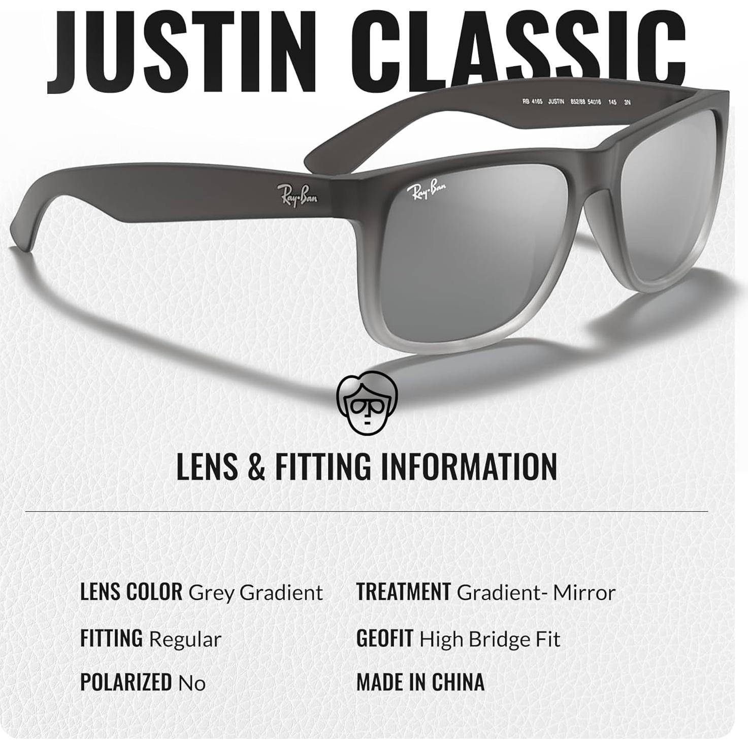 Gafas de Sol Ray-Ban RB4165 JUSTIN Cuadradas 55mm Gris