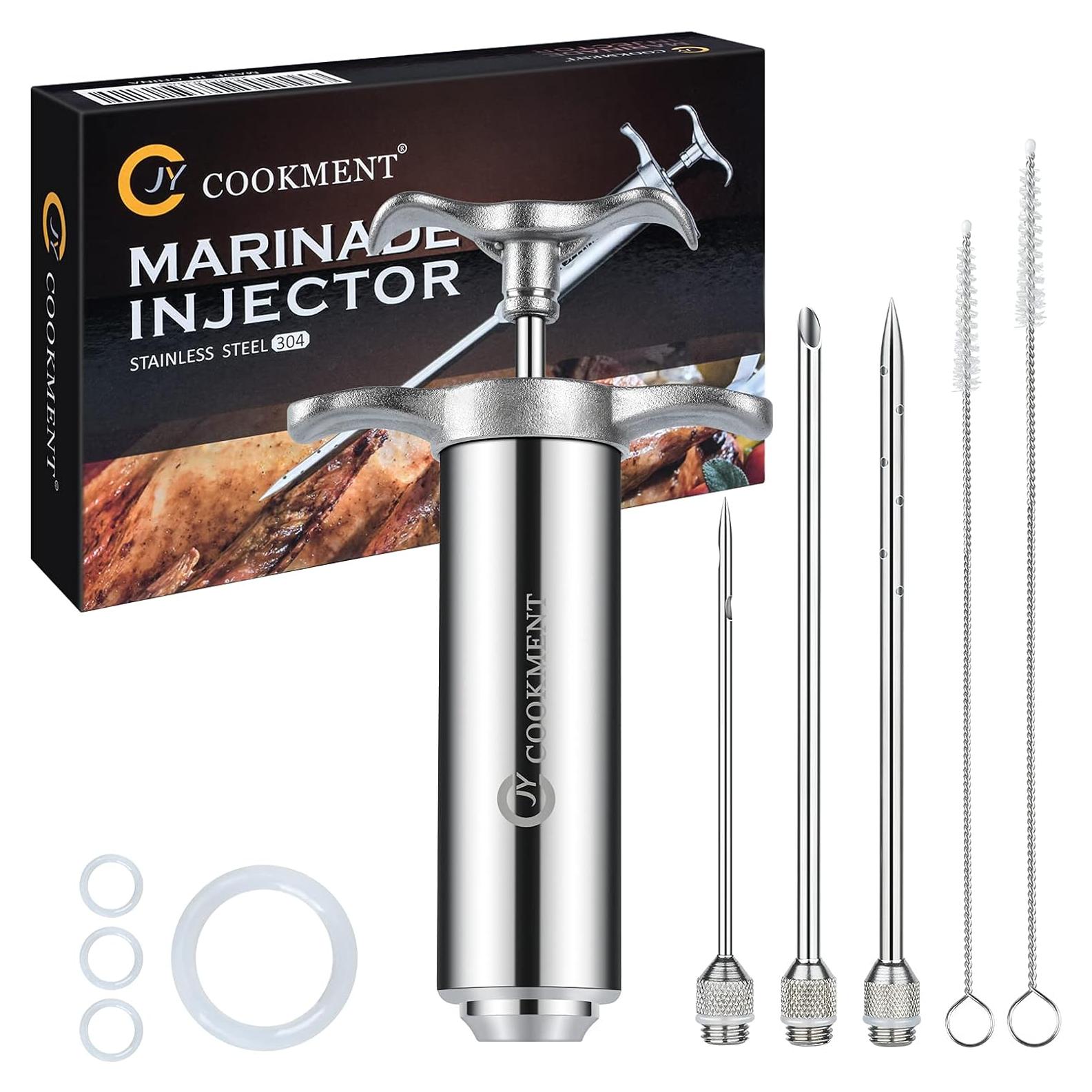 Inyector de Carne JY COOKMENT 2 oz con 3 Agujas de Acero Inoxidable