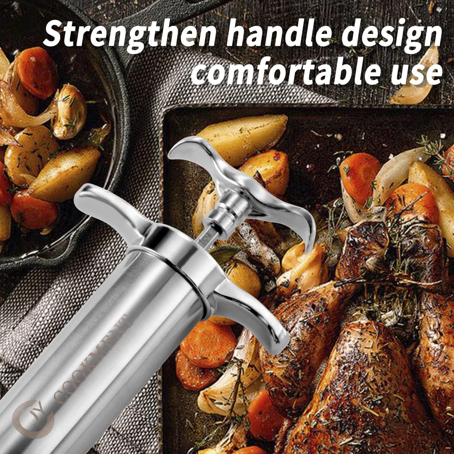 Inyector de Carne JY COOKMENT 2 oz con 3 Agujas de Acero Inoxidable