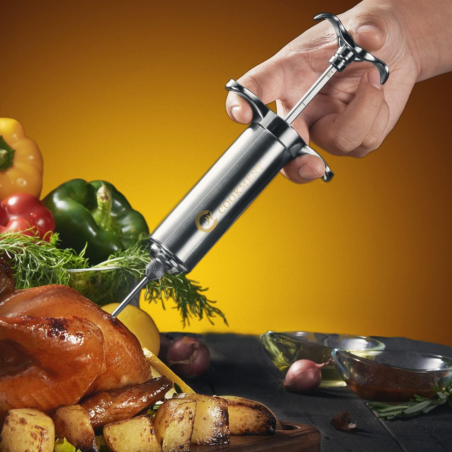 Inyector de Carne JY COOKMENT 2 oz con 3 Agujas de Acero Inoxidable