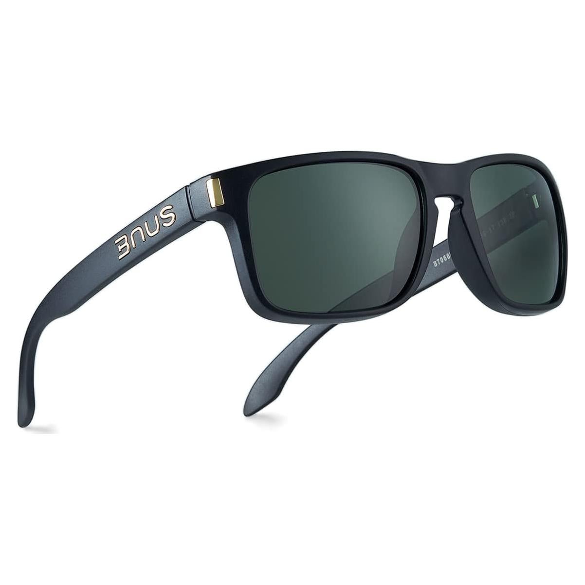 Gafas de Sol BNUS B7066 Negro Mate Verde Polarizado