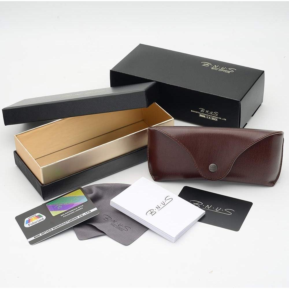 Gafas de Sol BNUS B7066 Negro Mate Verde Polarizado