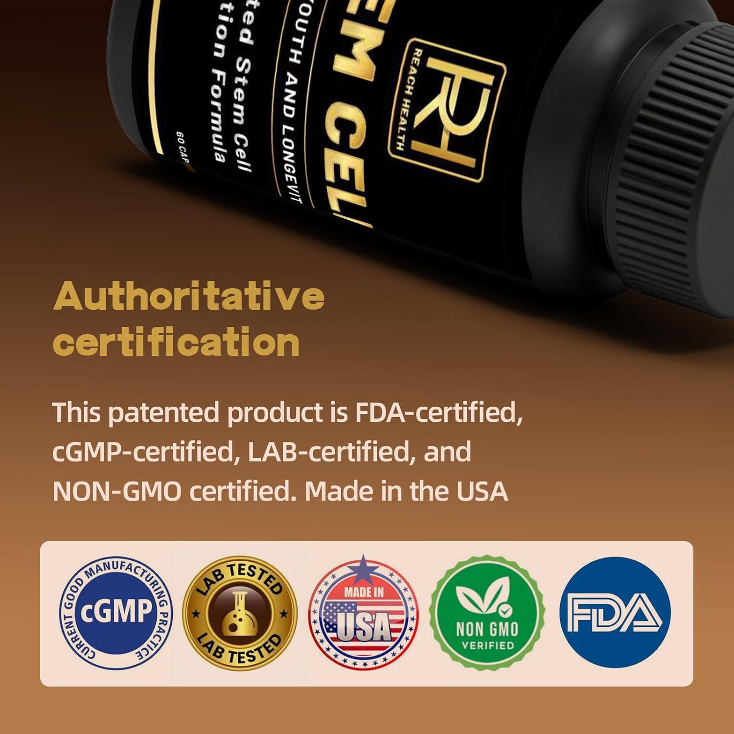 Suplemento de Células Madre Reach Health, 60 Cápsulas, Vitamina D y B12