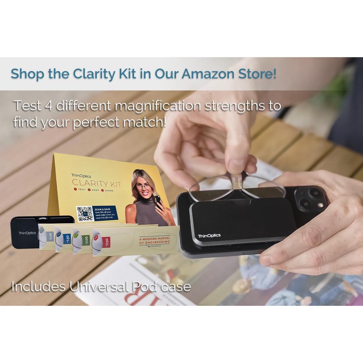 ThinOptics Keychain Case and Readers Rectangular Reading Glasses