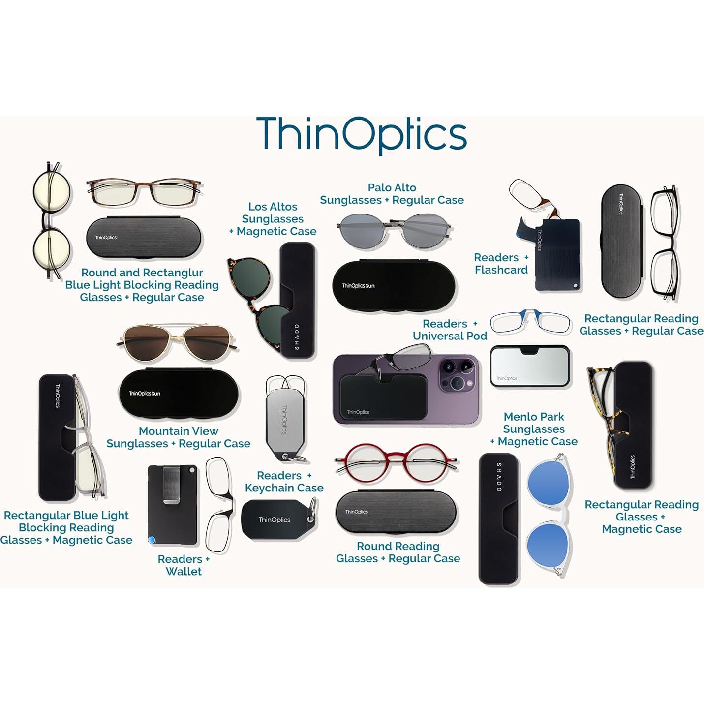 ThinOptics Keychain Case and Readers Rectangular Reading Glasses