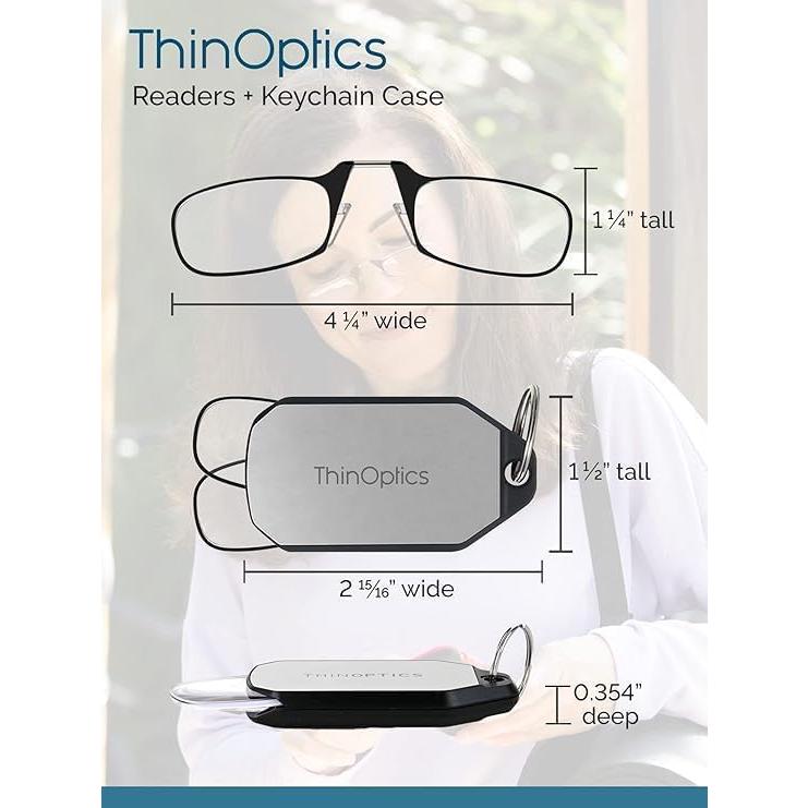 ThinOptics Keychain Case and Readers Rectangular Reading Glasses