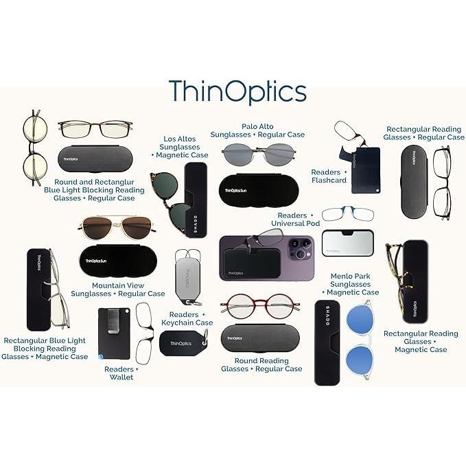 ThinOptics Keychain Case and Readers Rectangular Reading Glasses