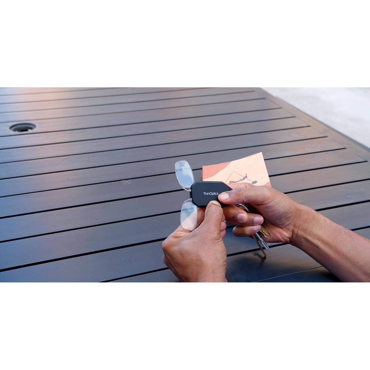 ThinOptics Keychain Case and Readers Rectangular Reading Glasses