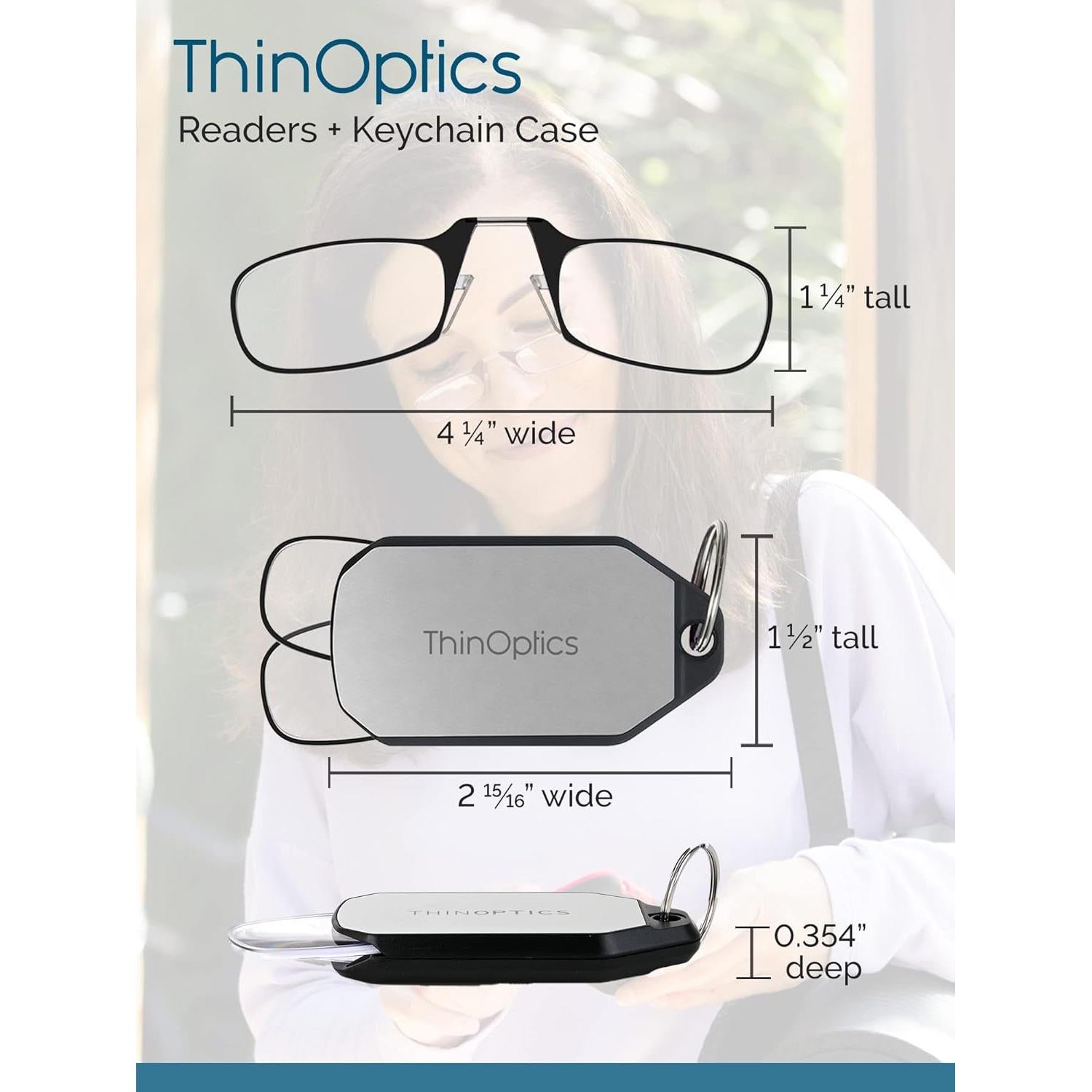 ThinOptics Keychain Case and Readers Rectangular Reading Glasses