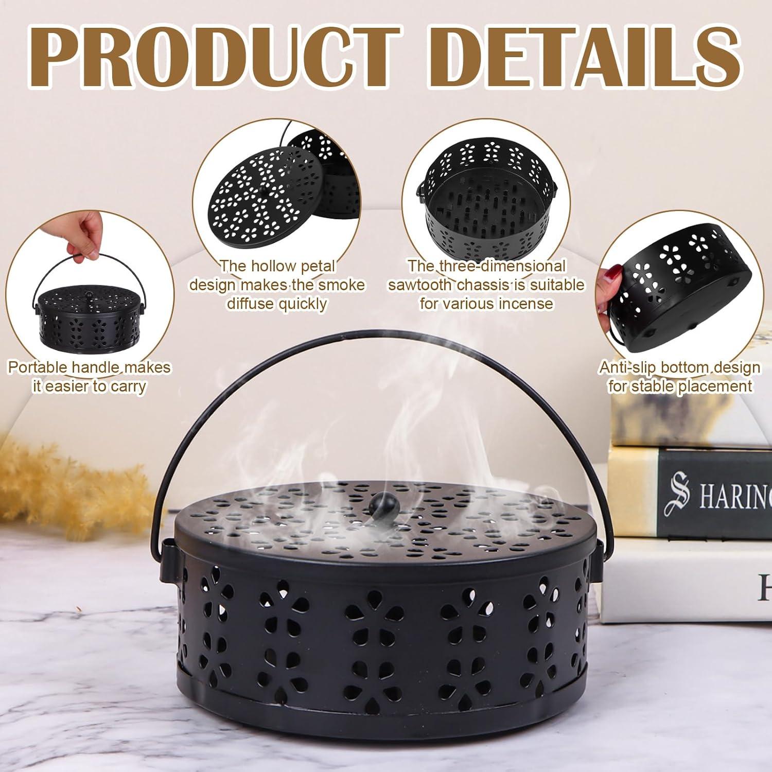 Soporte de Espirales de Mosquito OBANGONG 4 Piezas Metal Negro y Bronce