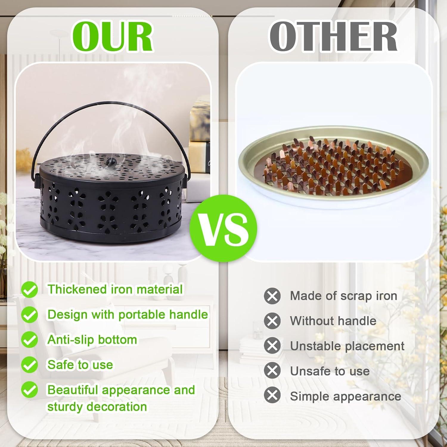 Soporte de Espirales de Mosquito OBANGONG 4 Piezas Metal Negro y Bronce