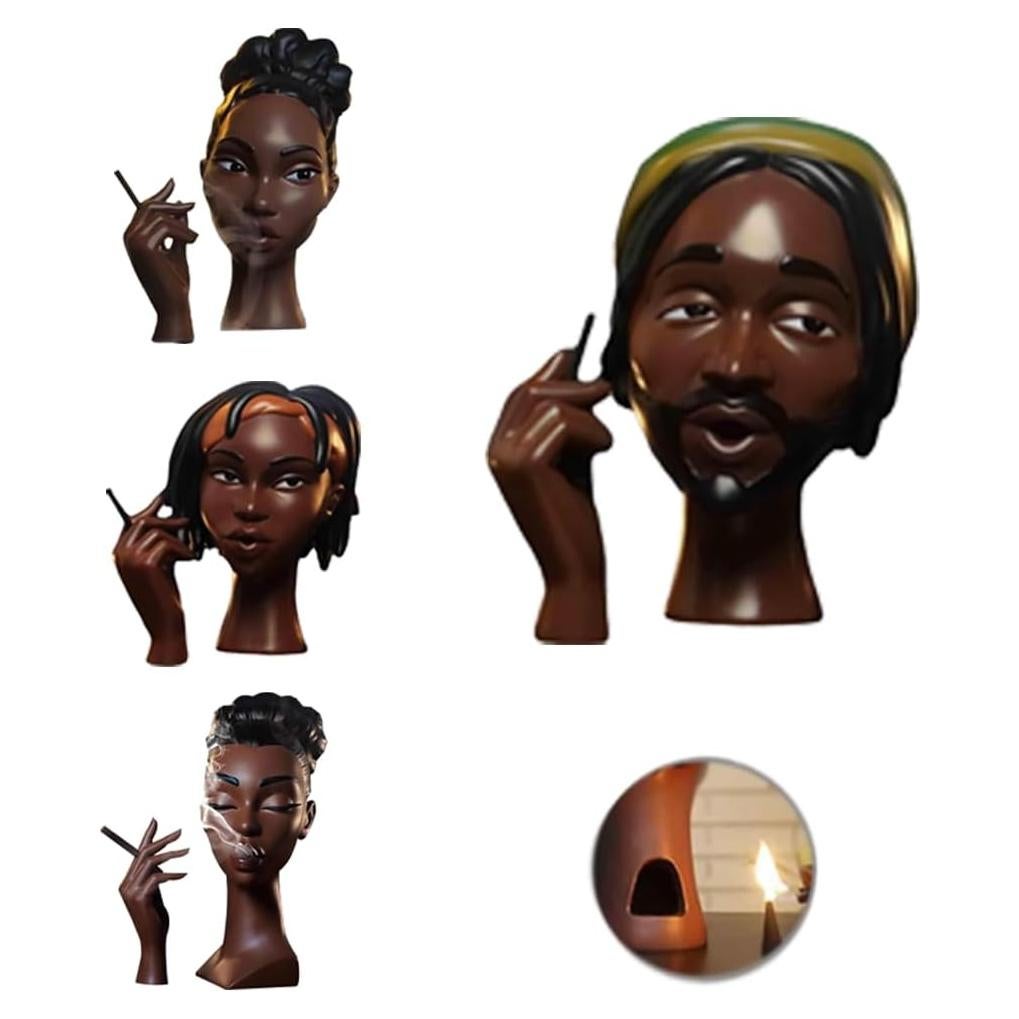 Quemador de Incienso Osiunav Mujer Negra 25.4 cm Resina