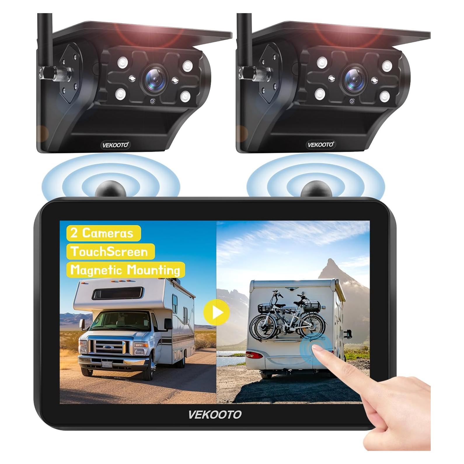 Cámara de Respaldo Inalámbrica Solar VEKOOTO VK7 2 Cámaras 1080P