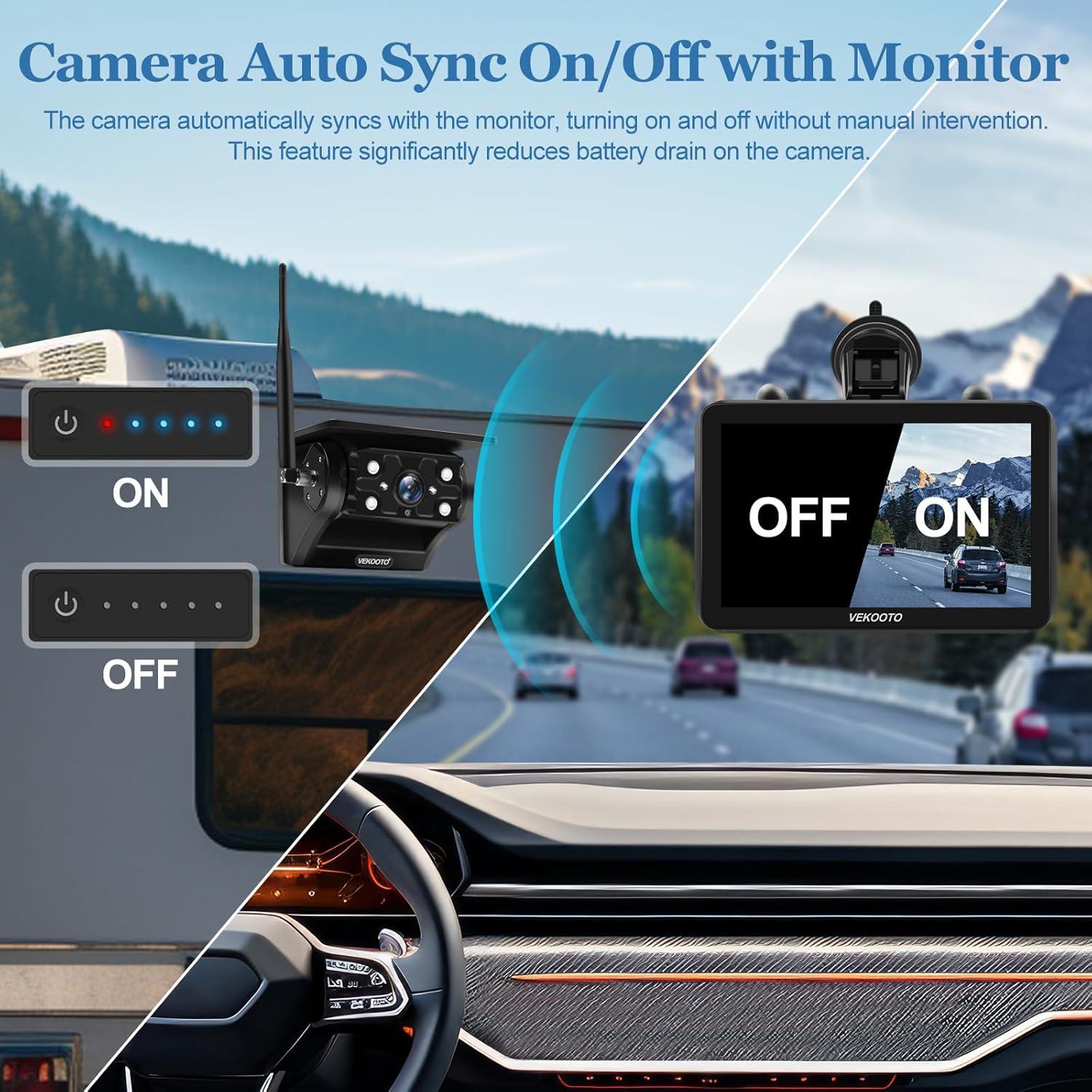 Cámara de Respaldo Inalámbrica Solar VEKOOTO VK7 2 Cámaras 1080P