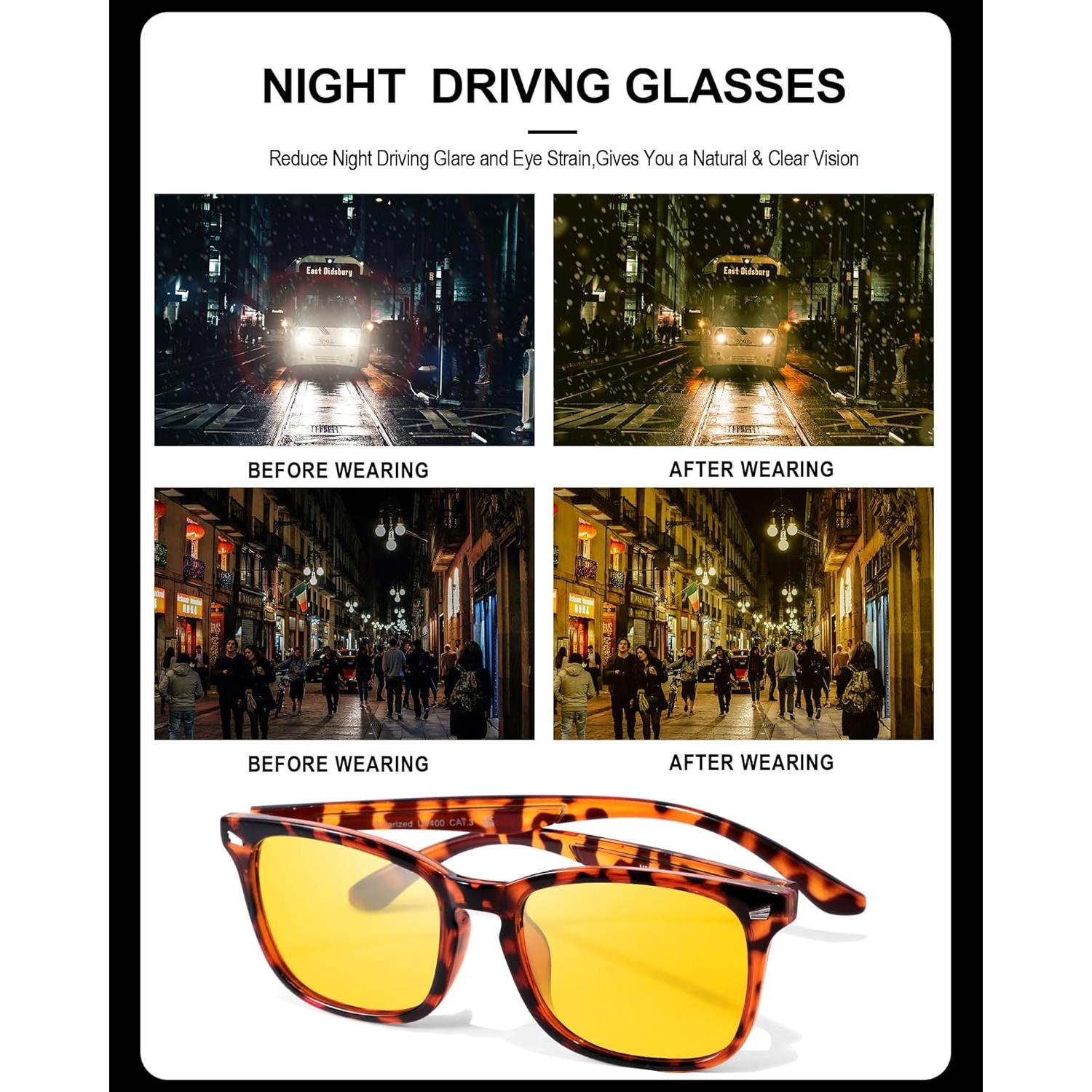 Gafas de Visión Nocturna TJUTR Amarillas Polarizadas