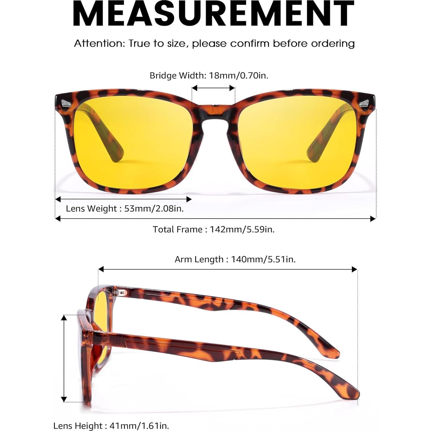 Gafas de Visión Nocturna TJUTR Amarillas Polarizadas