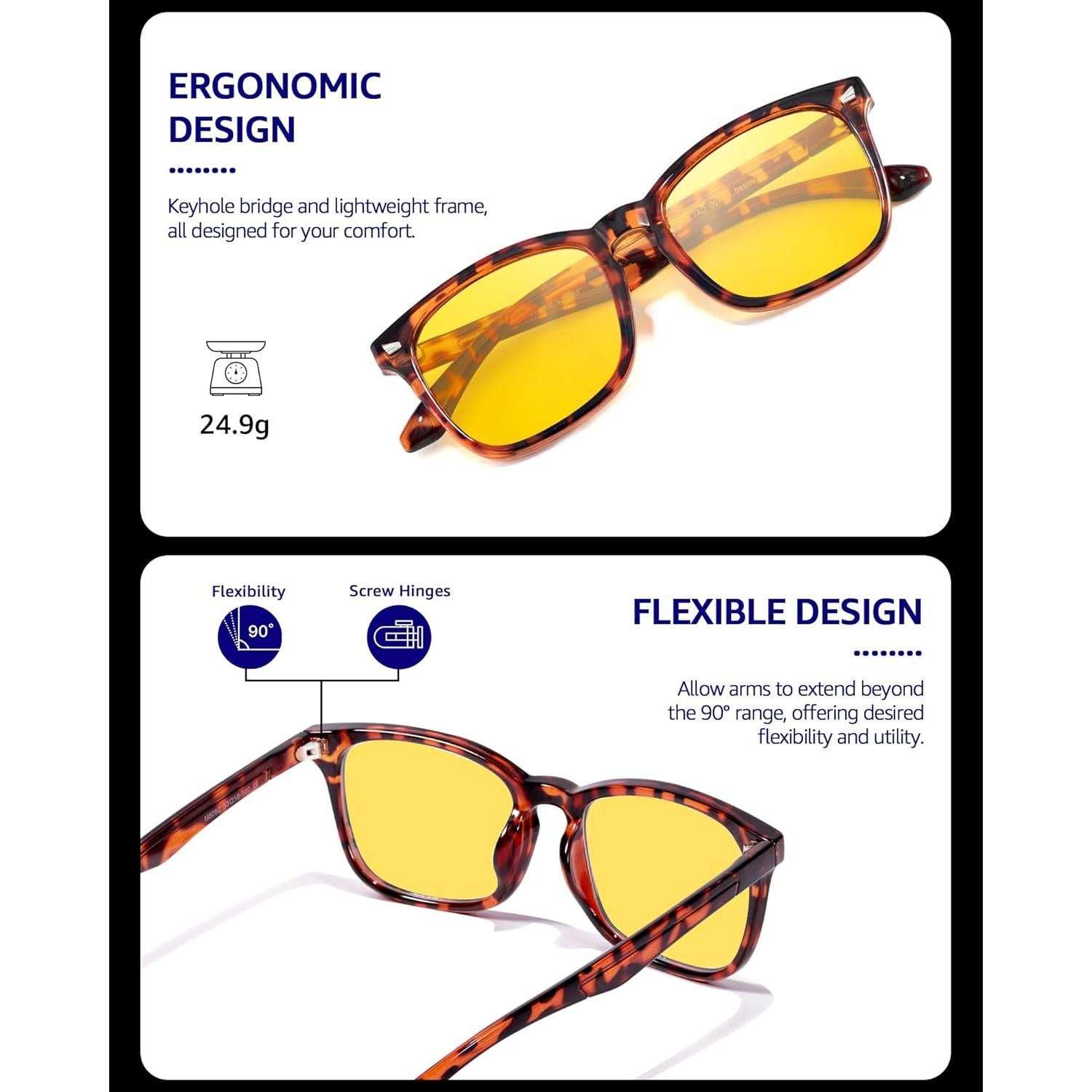 Gafas de Visión Nocturna TJUTR Amarillas Polarizadas