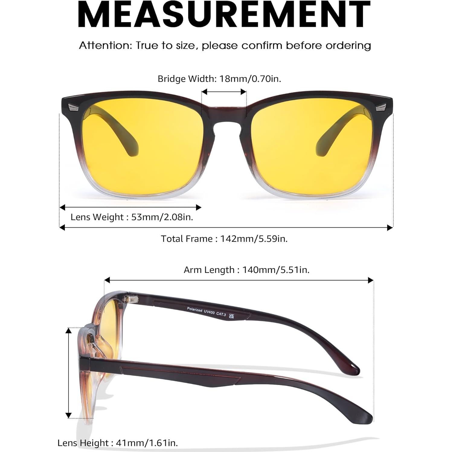 Gafas de Visión Nocturna TJUTR Amarillas Polarizadas