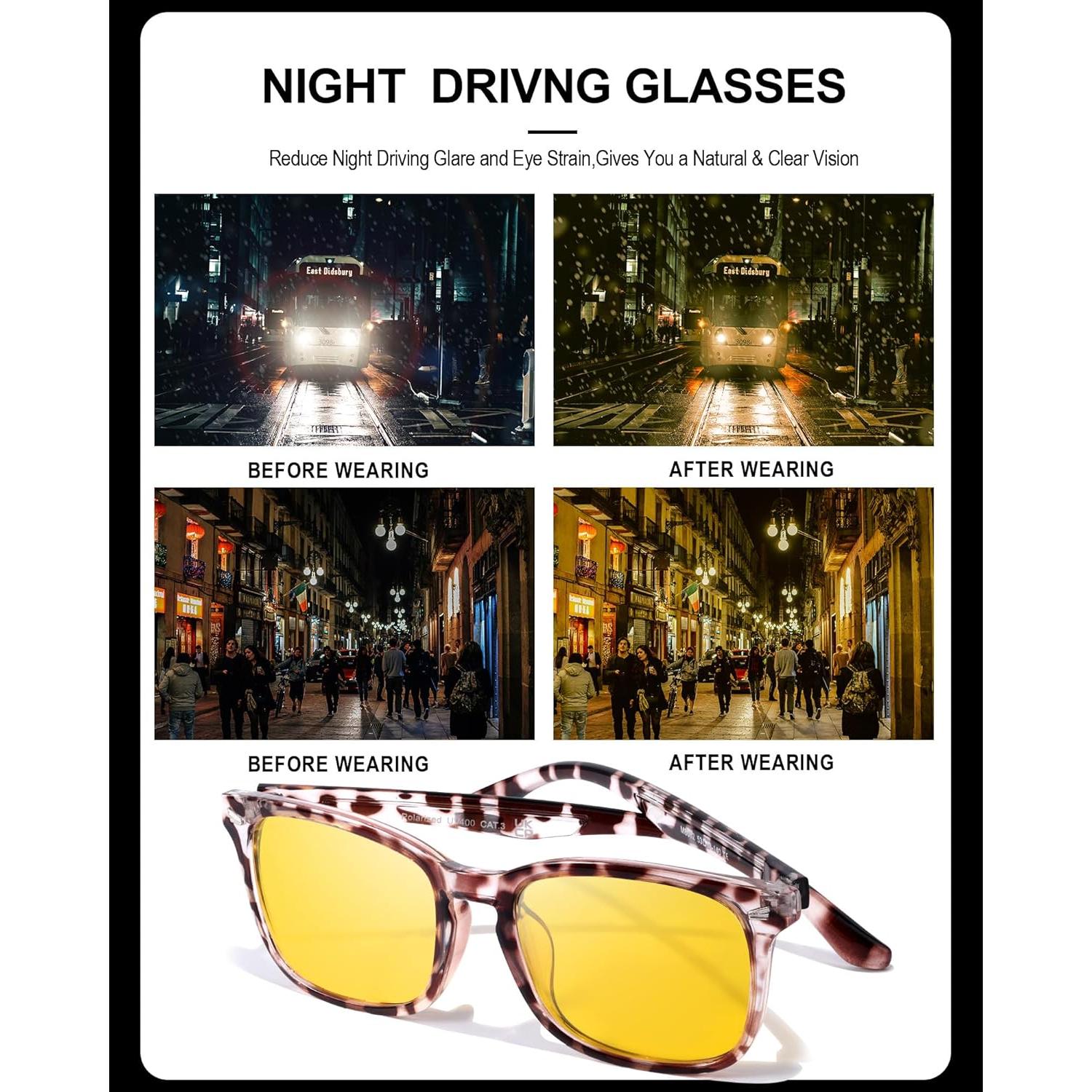 Gafas de Visión Nocturna TJUTR Amarillas Polarizadas