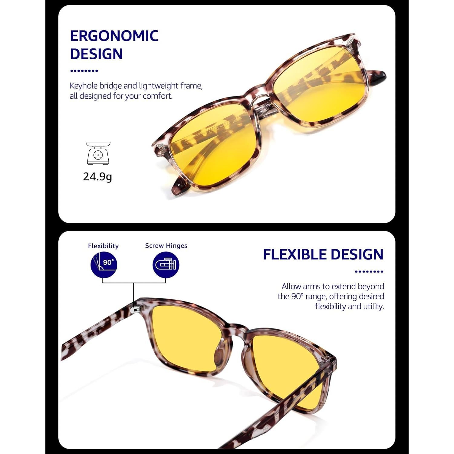 Gafas de Visión Nocturna TJUTR Amarillas Polarizadas