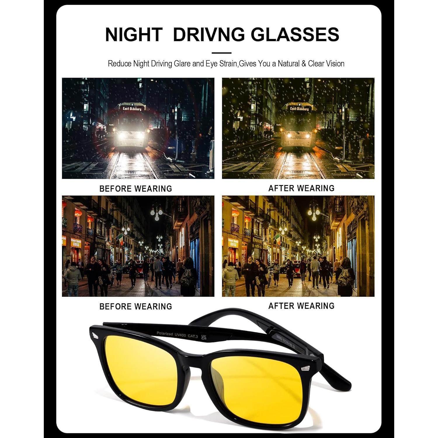 Gafas de Visión Nocturna TJUTR Amarillas Polarizadas