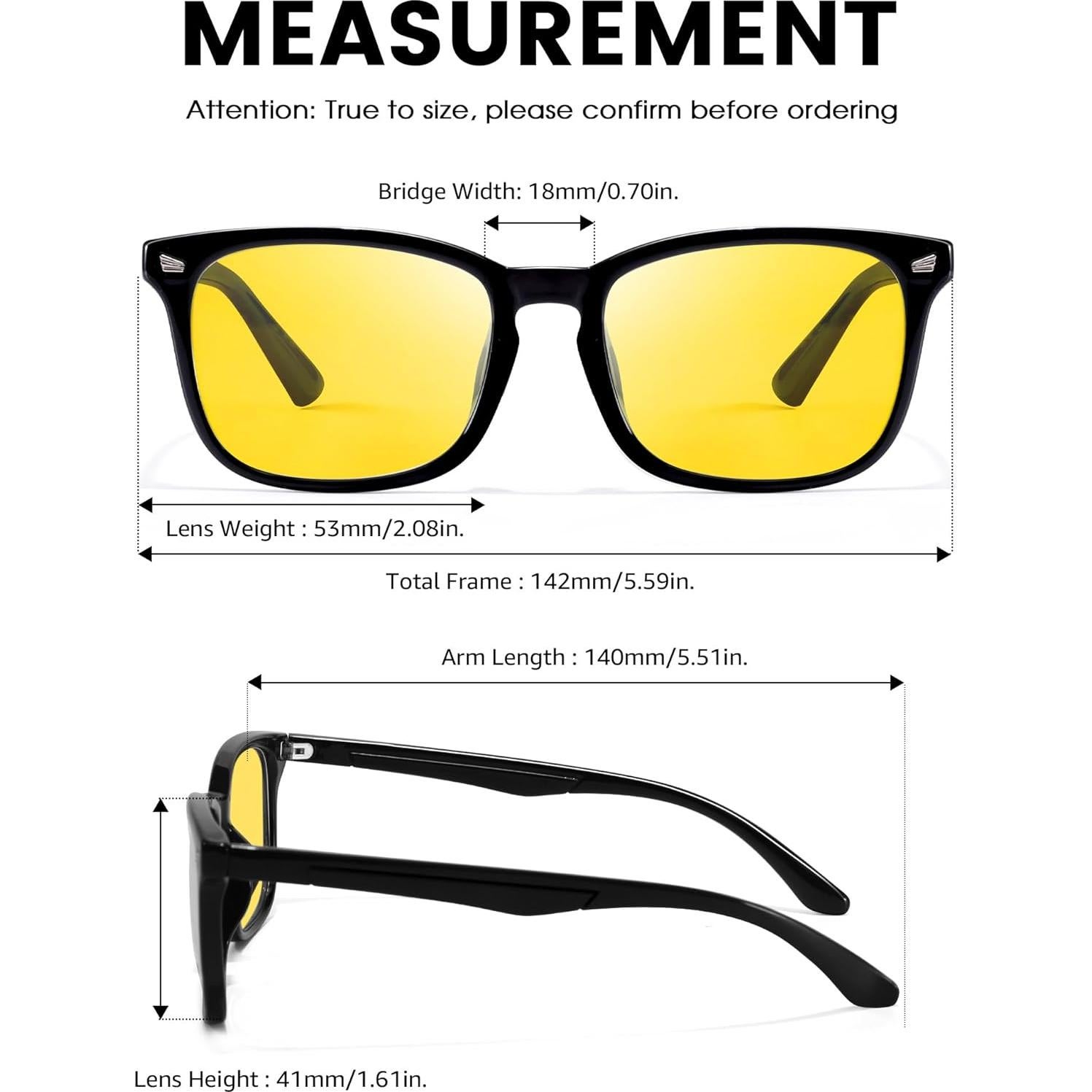 Gafas de Visión Nocturna TJUTR Amarillas Polarizadas
