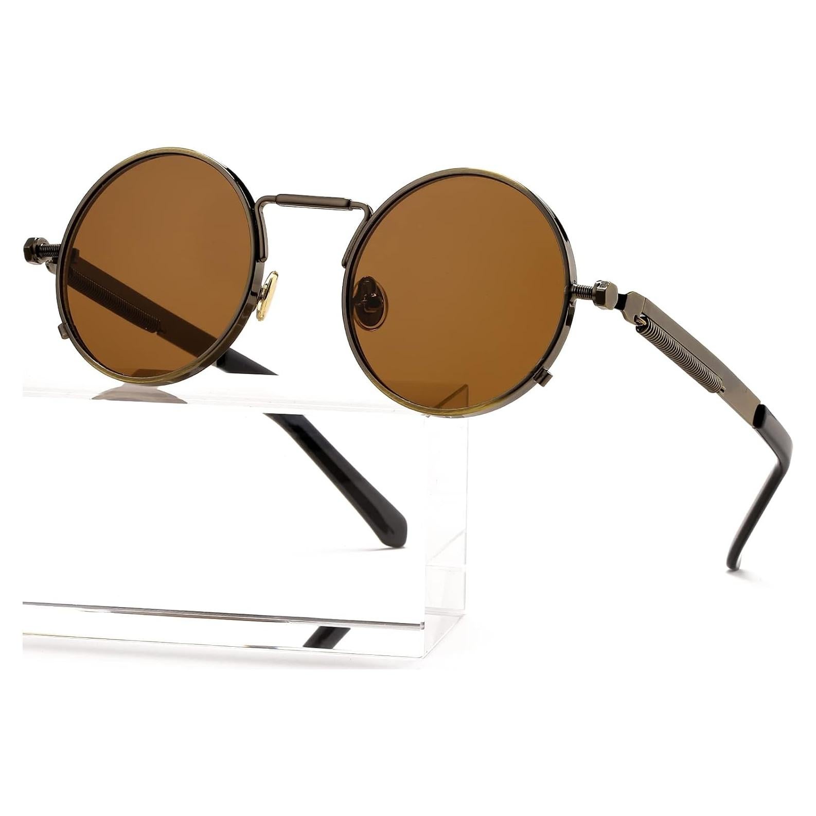 Gafas de sol redondas AIEYEZO steampunk UV 100% bronce