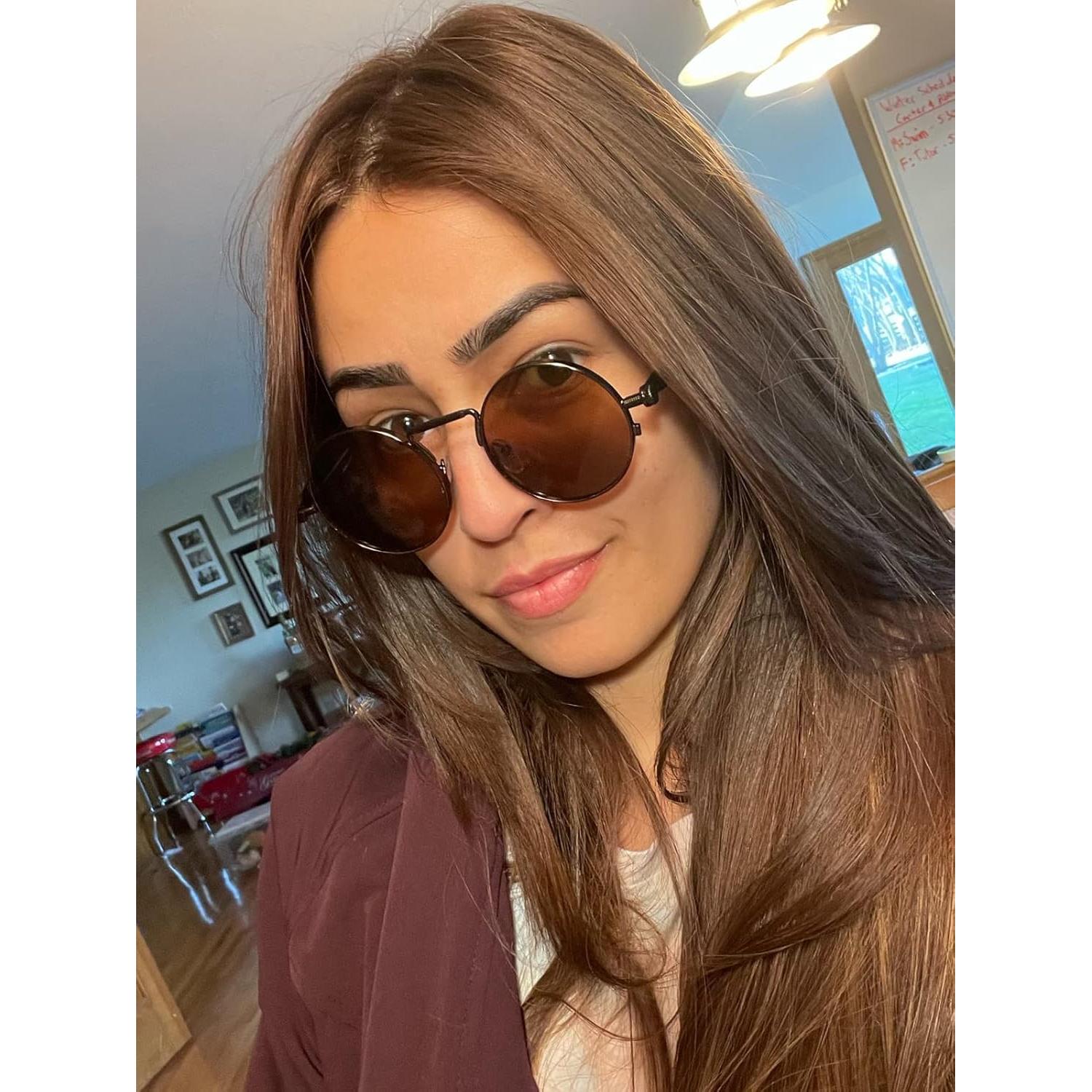 Gafas de sol redondas AIEYEZO steampunk UV 100% bronce