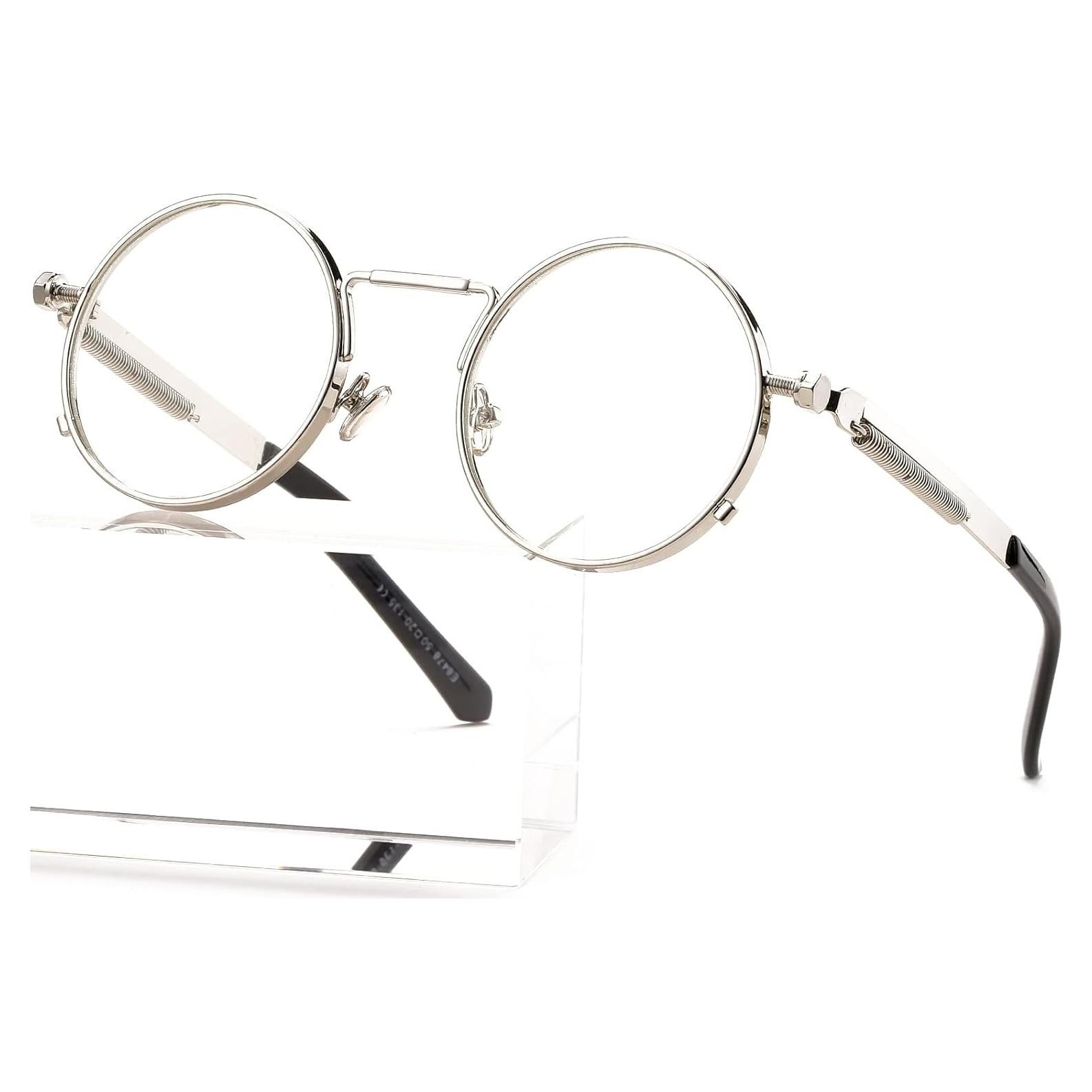 Gafas de sol redondas AIEYEZO metálicas UV 100% plata