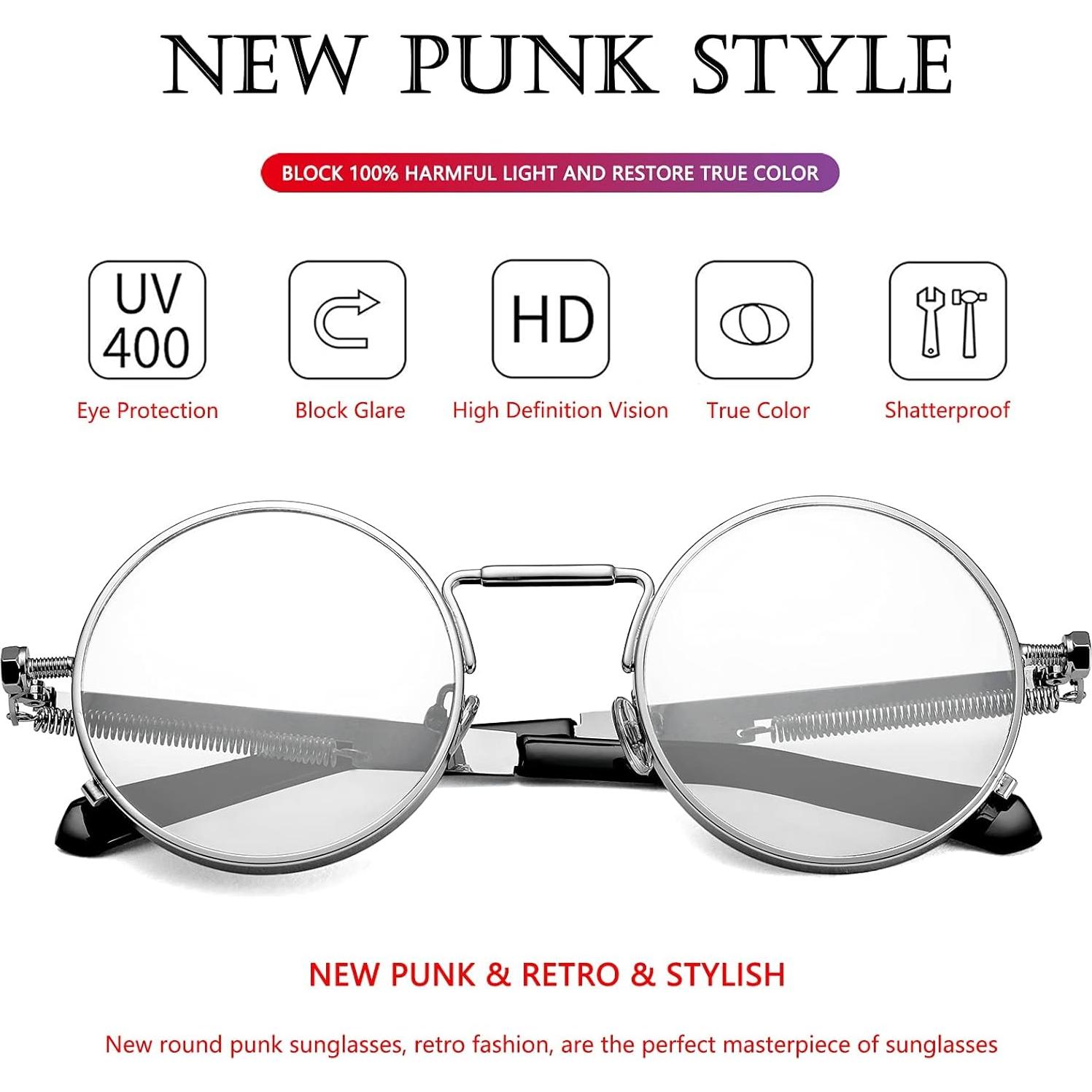 Gafas de sol redondas AIEYEZO metálicas UV 100% plata