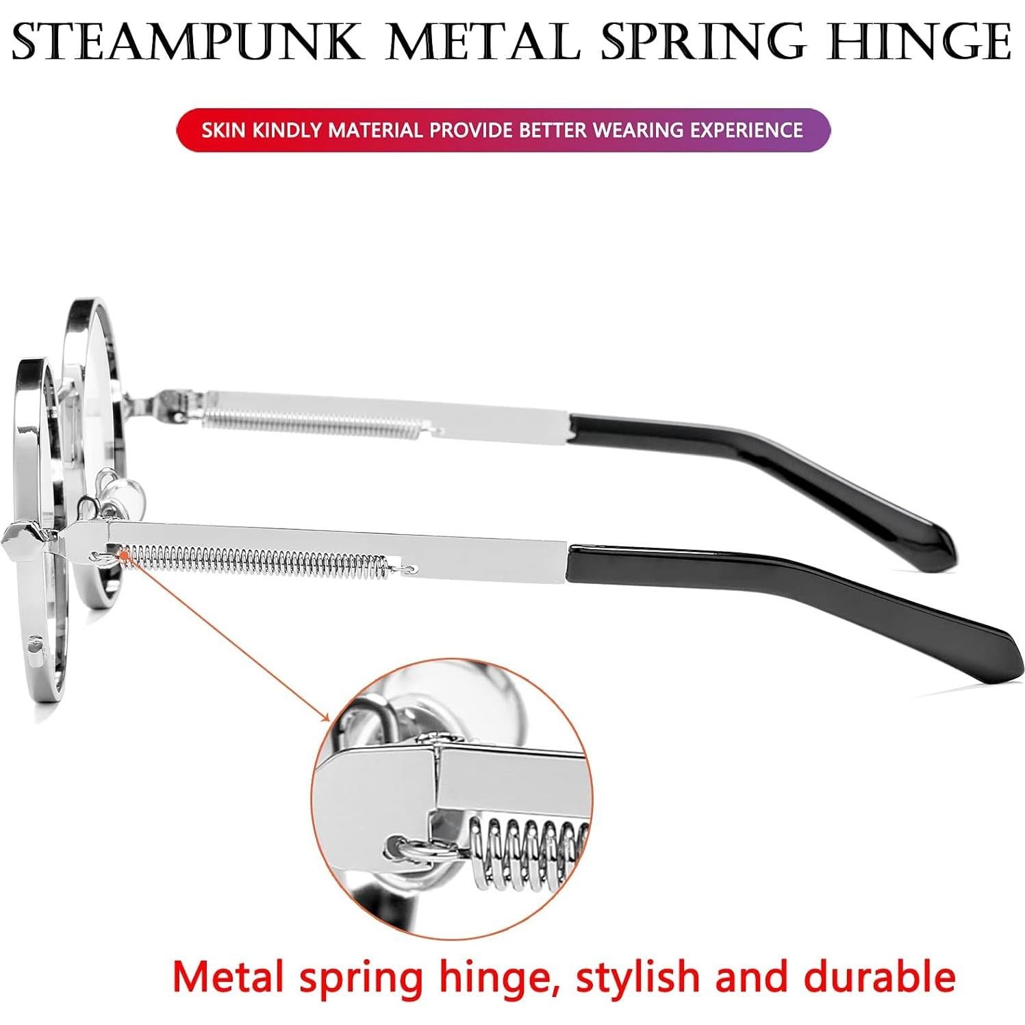 Gafas de sol redondas AIEYEZO metálicas UV 100% plata