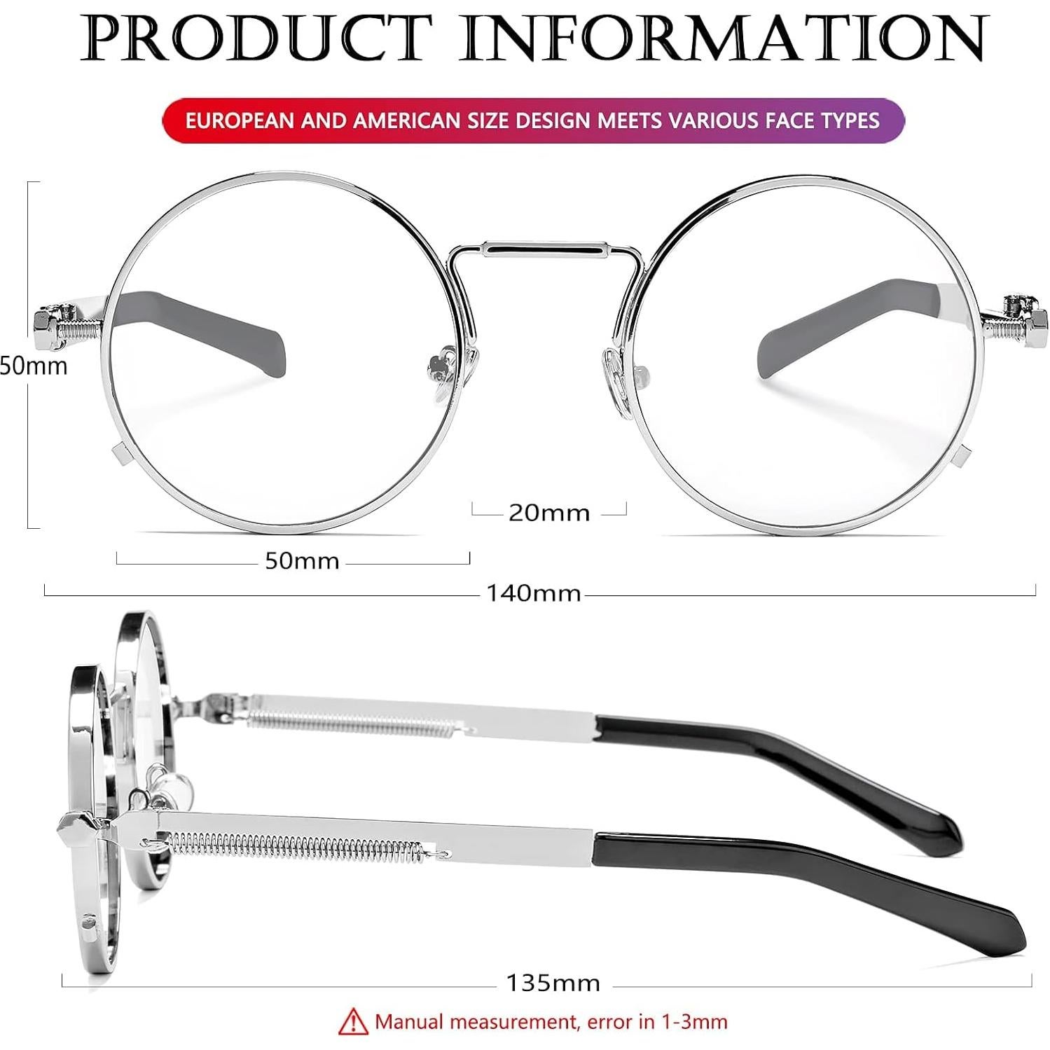 Gafas de sol redondas AIEYEZO metálicas UV 100% plata